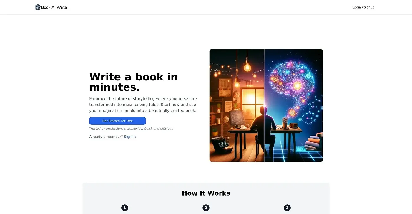 Screenshot of Book AI Writer