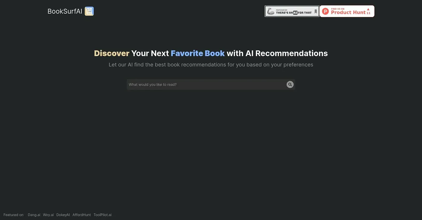 Screenshot of Book Surf AI