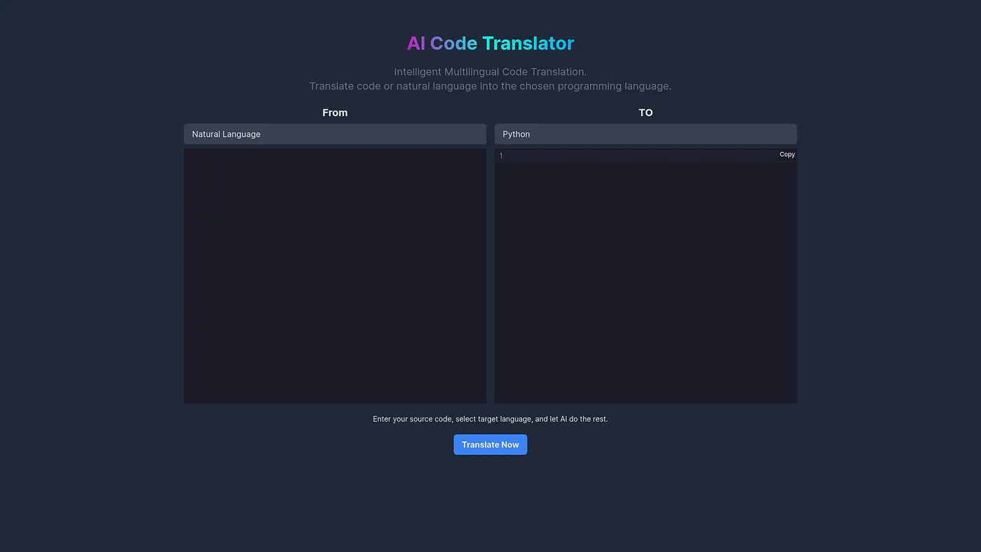 Screenshot of AI Code Translator