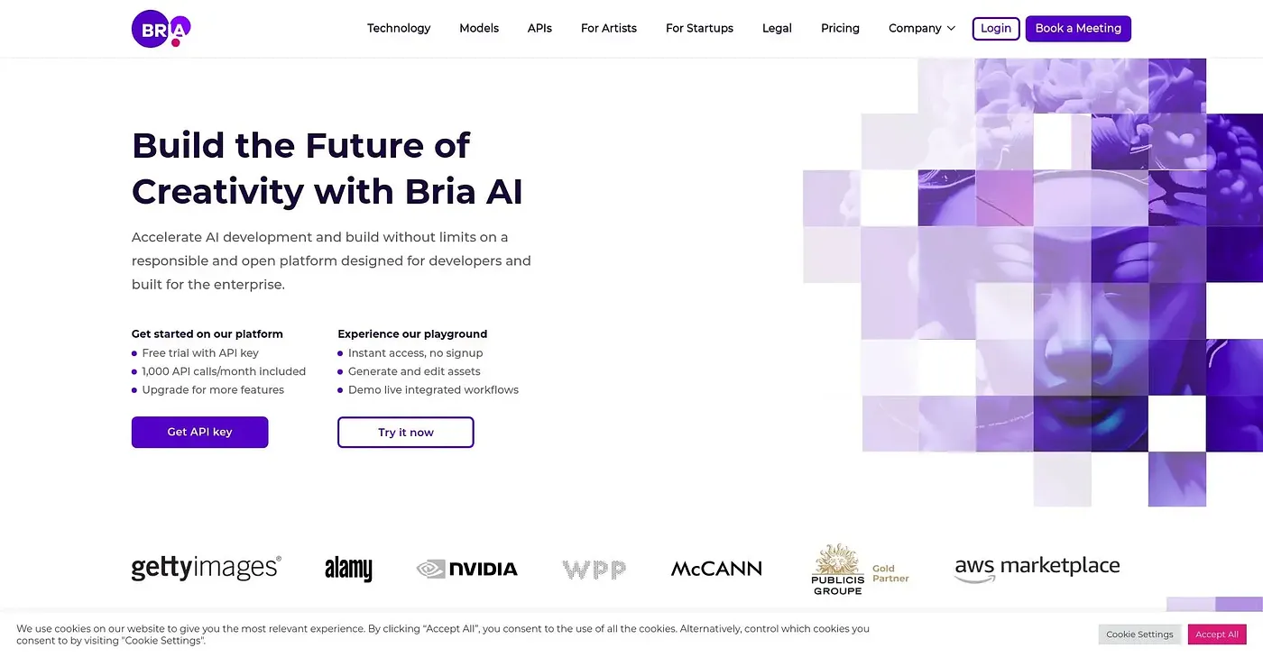Screenshot of Bria AI