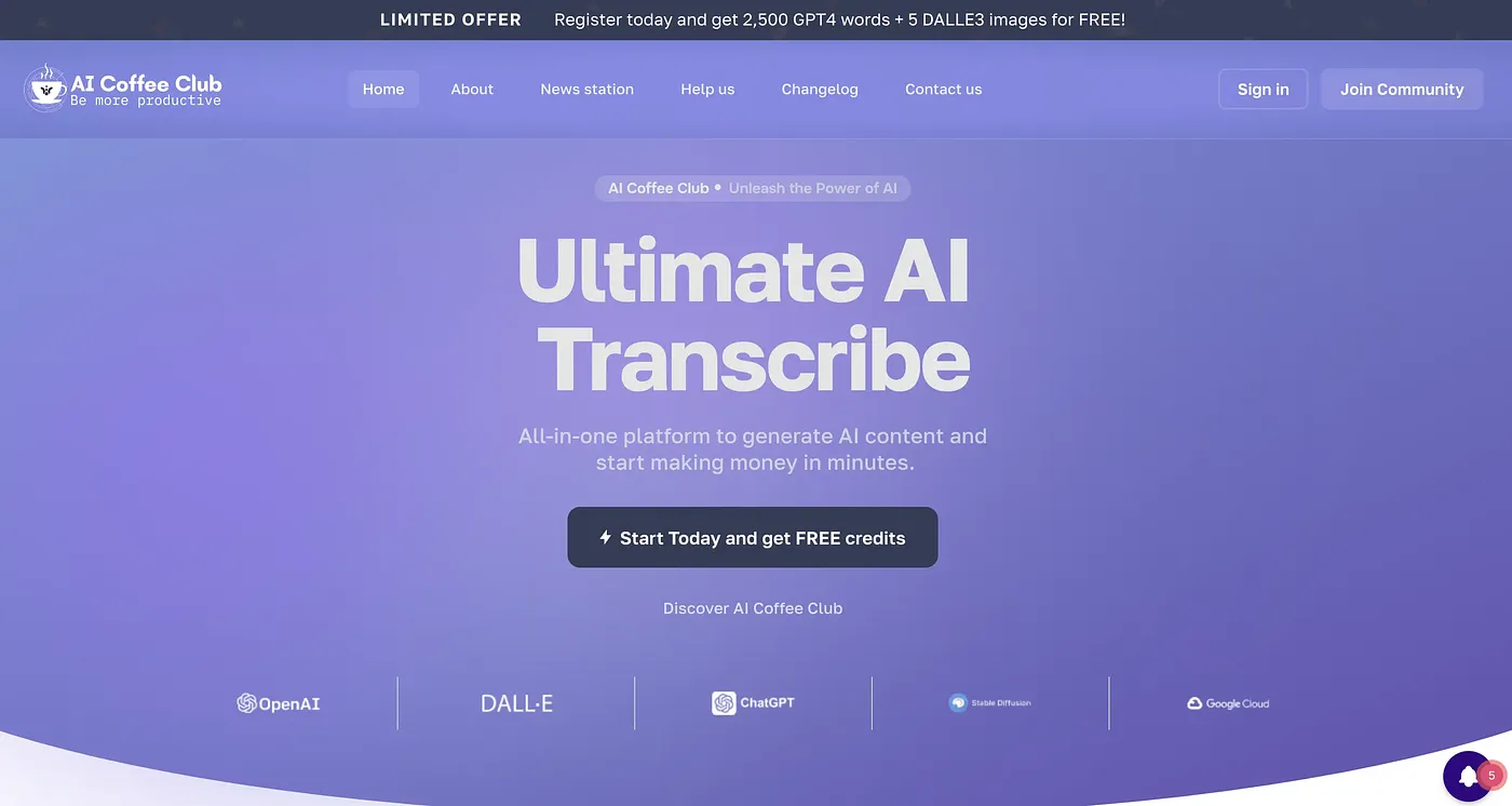 Screenshot of AI Coffee