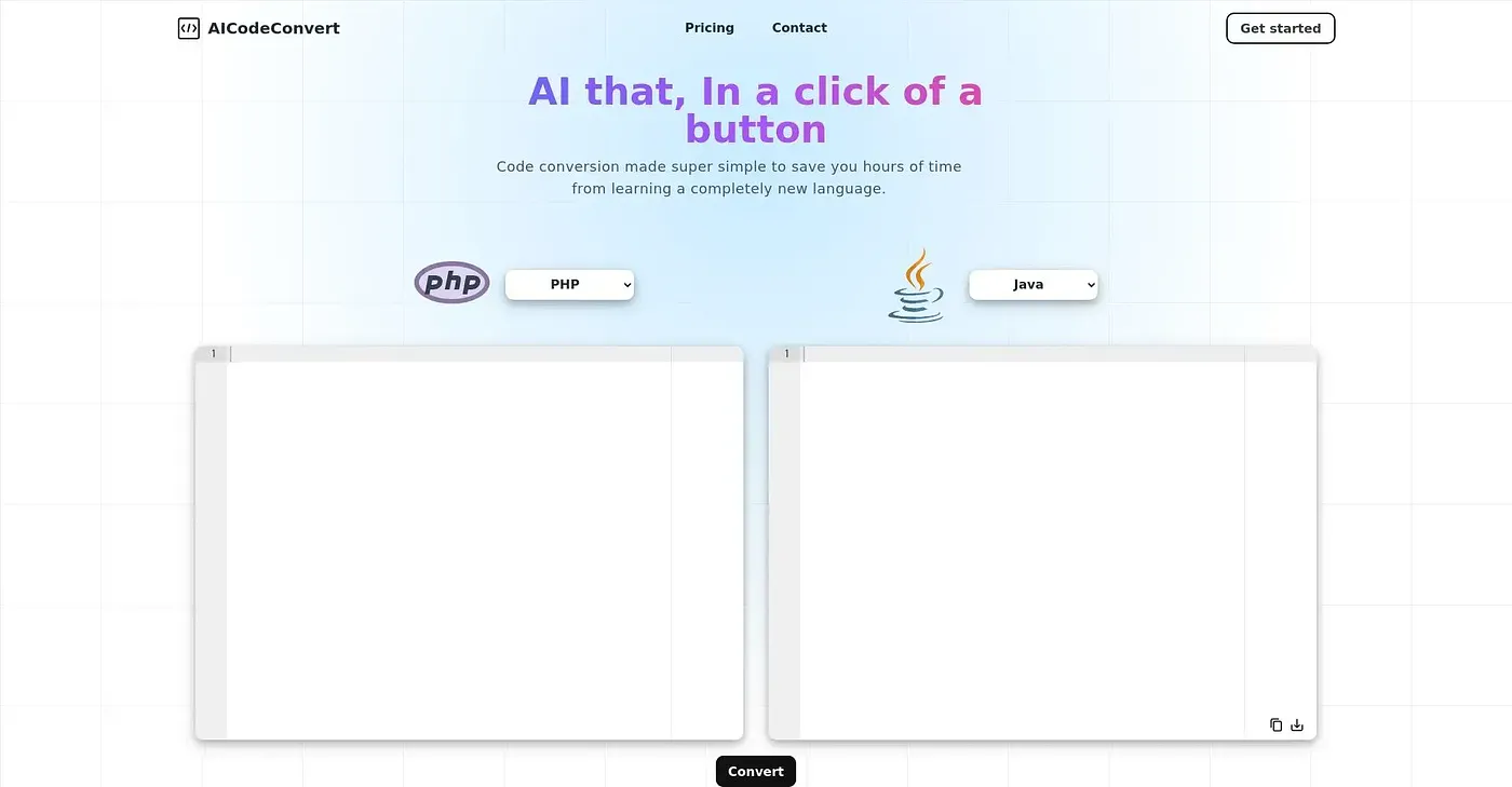Screenshot of AI Code Convert