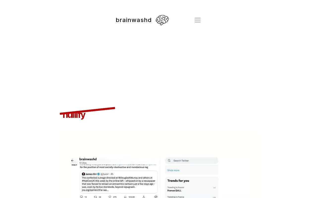 Screenshot of Brainwashd Chrome Extension