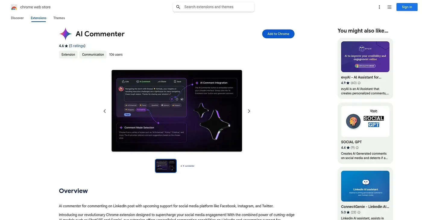 Screenshot of AI Commenter