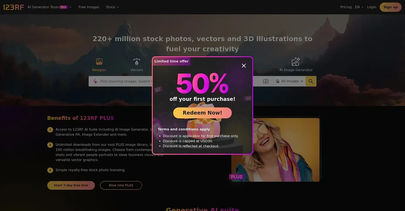 Screenshot of 123RF