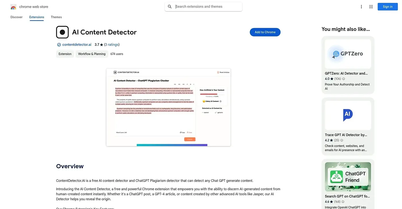 Screenshot of AI Content Detector