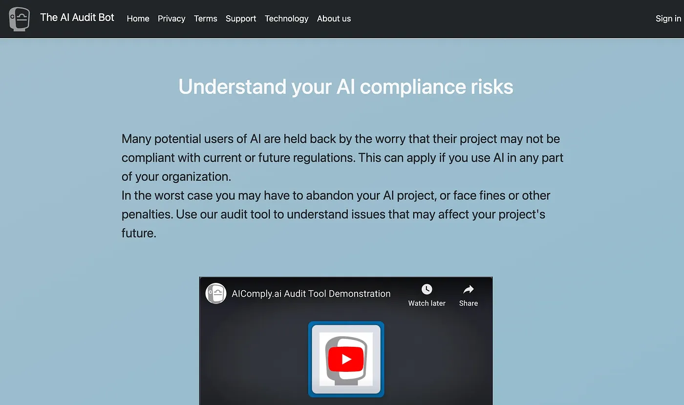 Screenshot of AI Comply