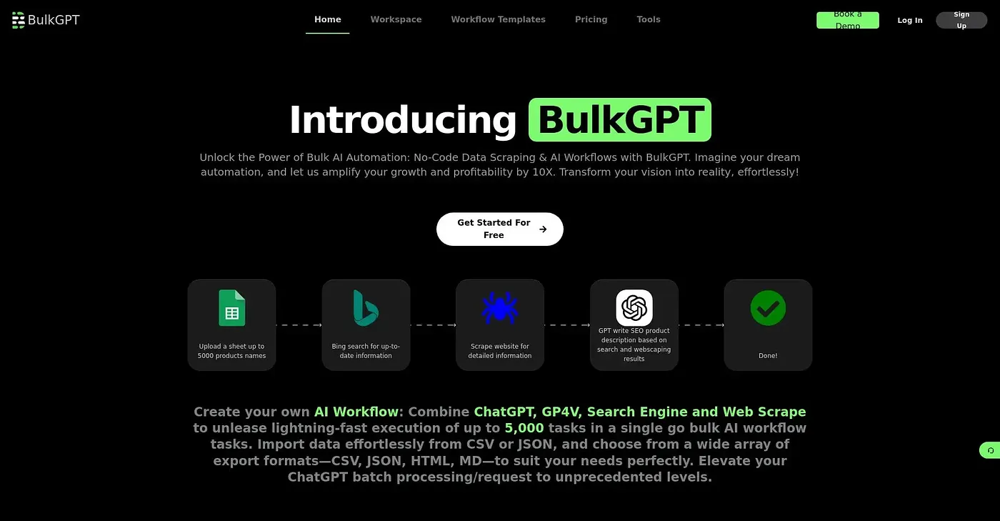 Screenshot of Bulk GPT AI