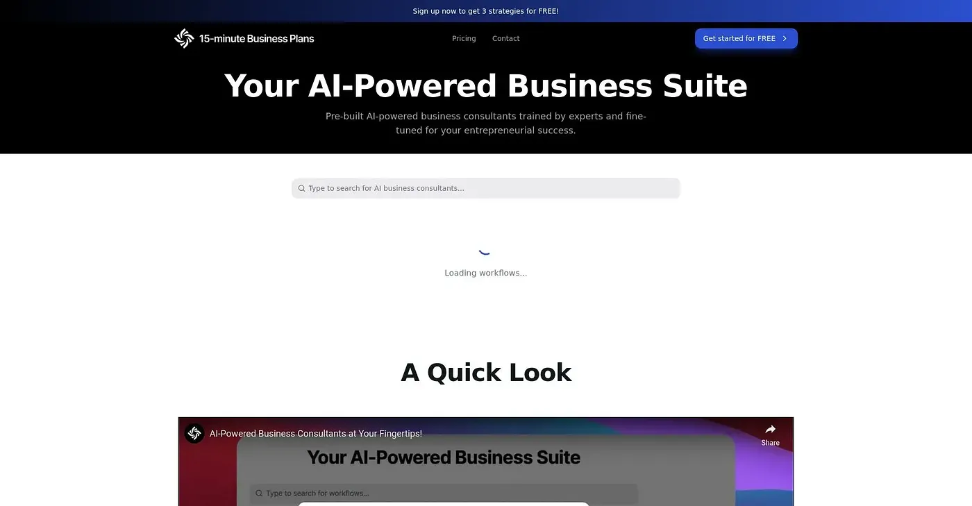 Screenshot of Business Plan Factory