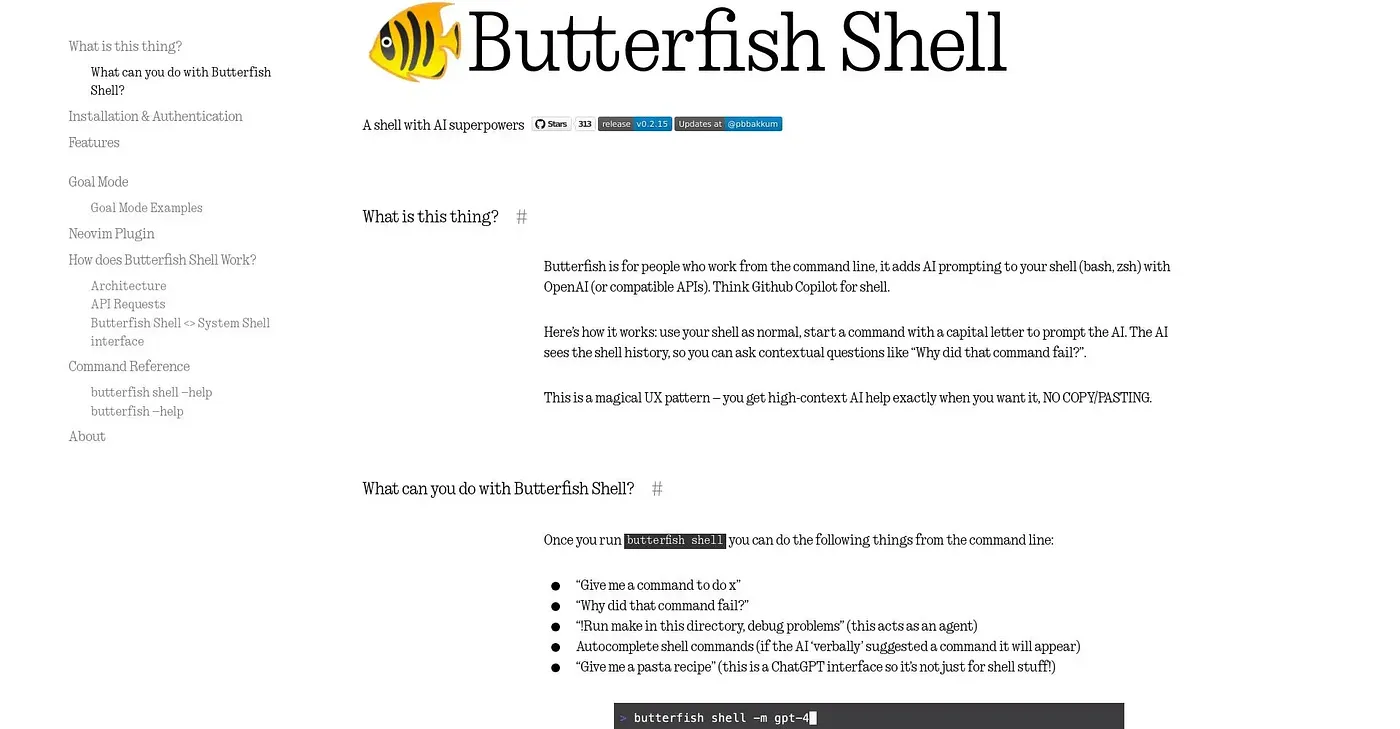 Screenshot of Butterfish