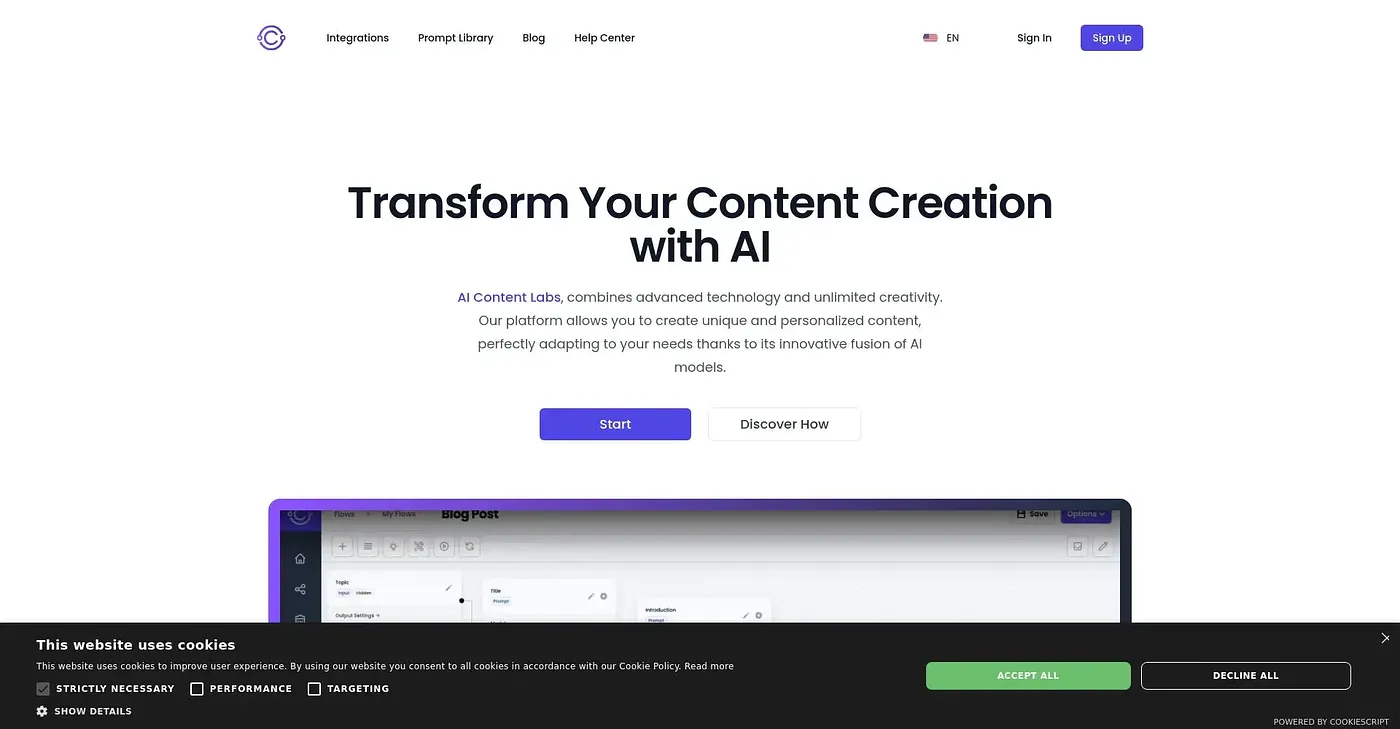 Screenshot of AI Content Labs