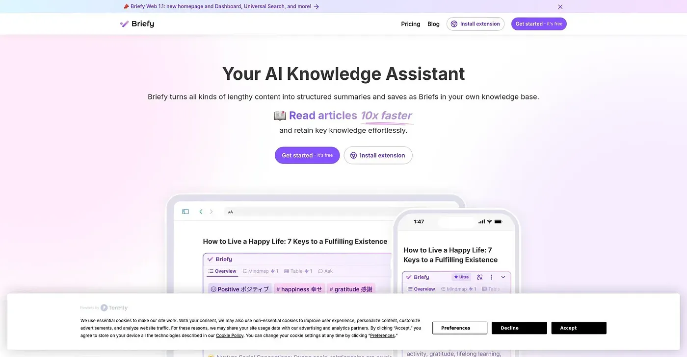 Screenshot of Briefy AI