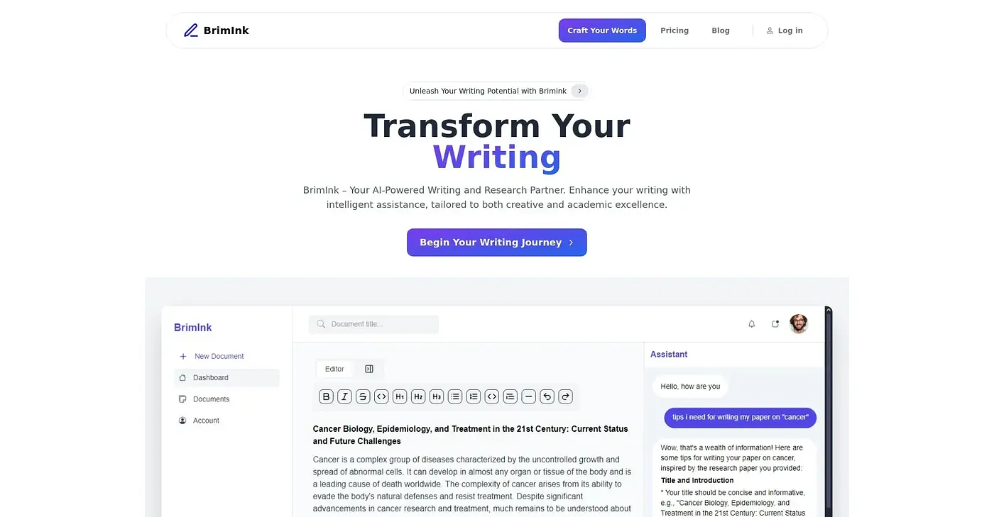 Screenshot of Brim Ink