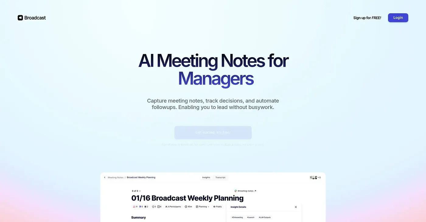 Screenshot of Broadcast