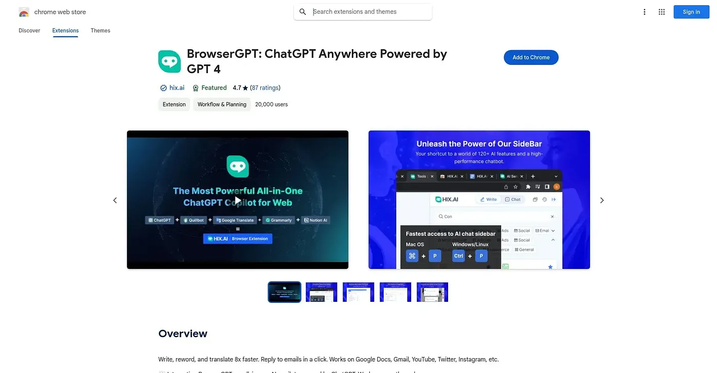 Screenshot of BrowserGPT