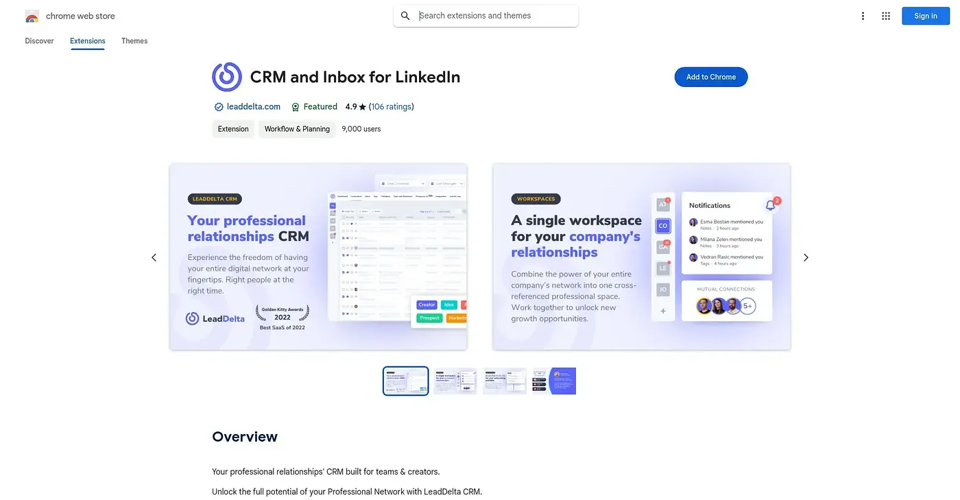 Screenshot of CRM And Inbox For LinkedIn