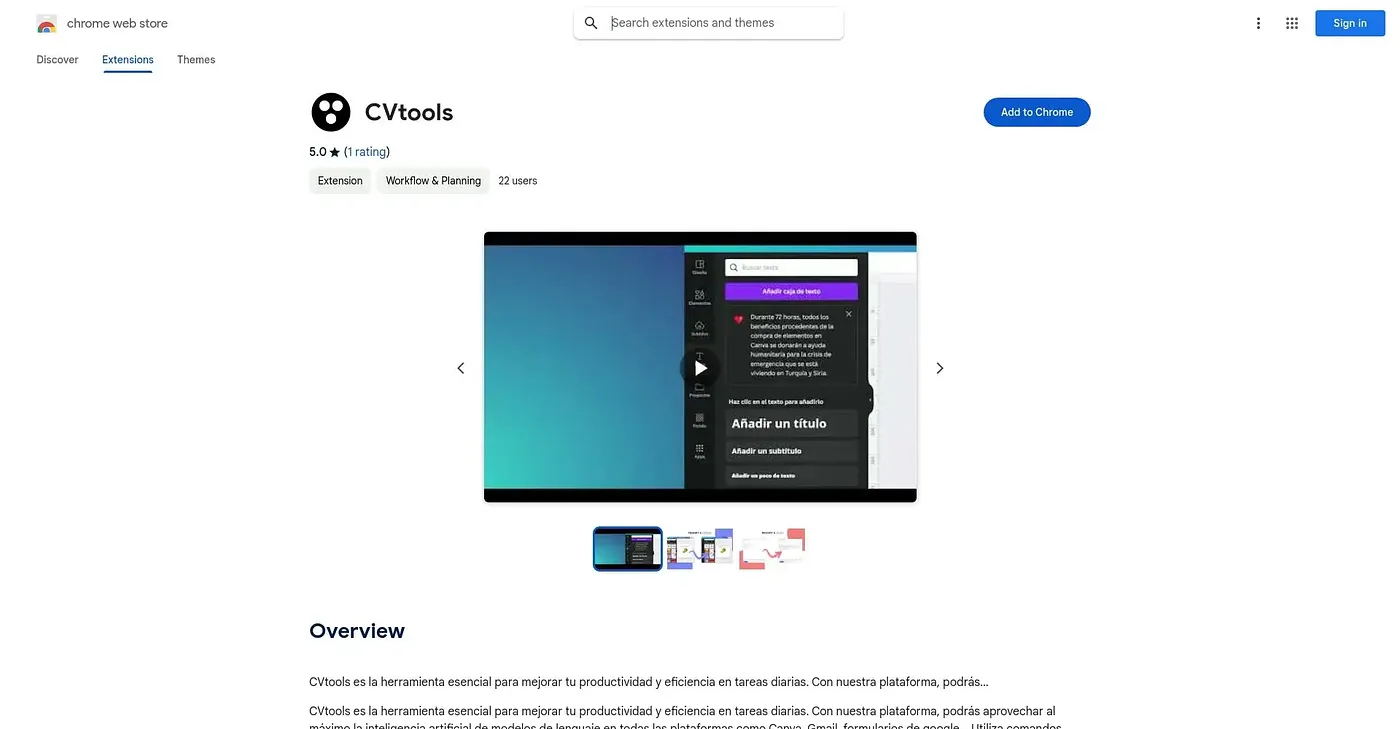 Screenshot of CVtools