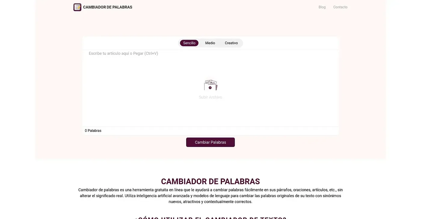 Screenshot of Cambio De Palabras