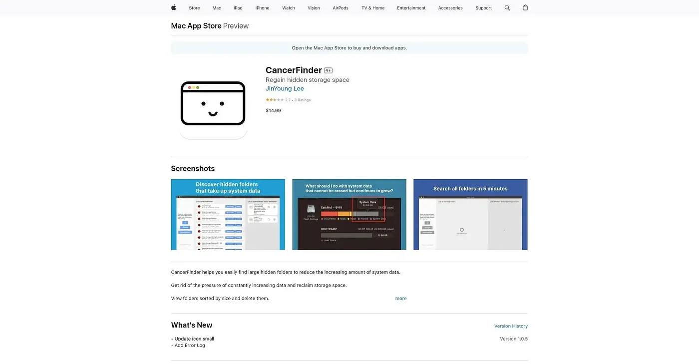 Screenshot of CancerFinder