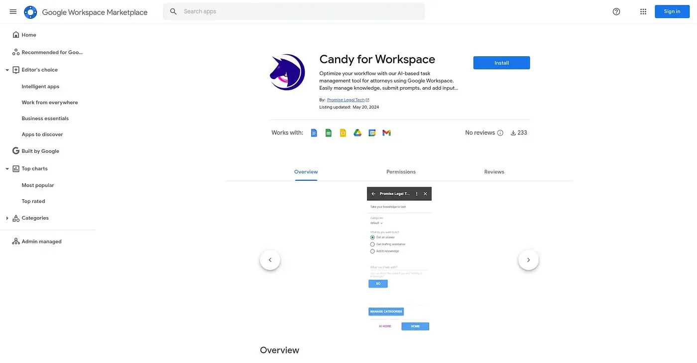 Screenshot of Candy for Workspace