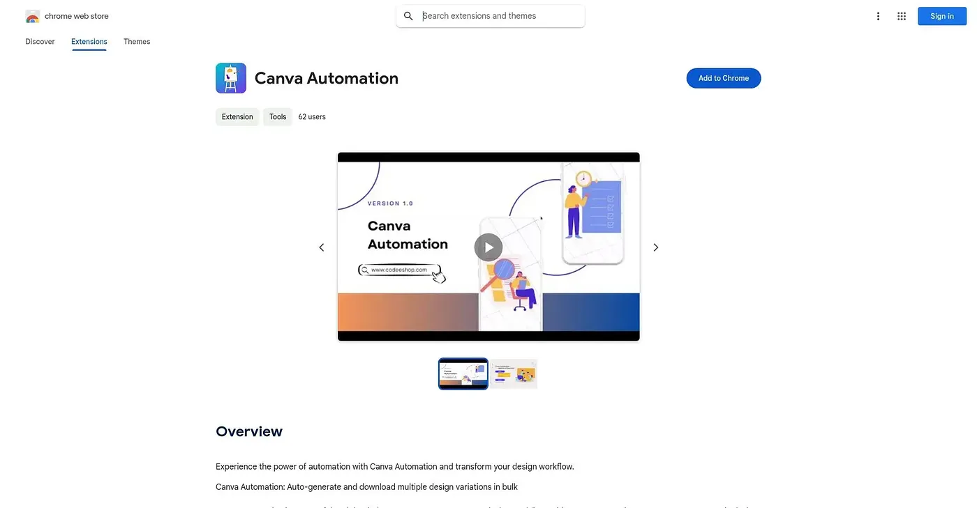 Screenshot of Canva Automation Extension