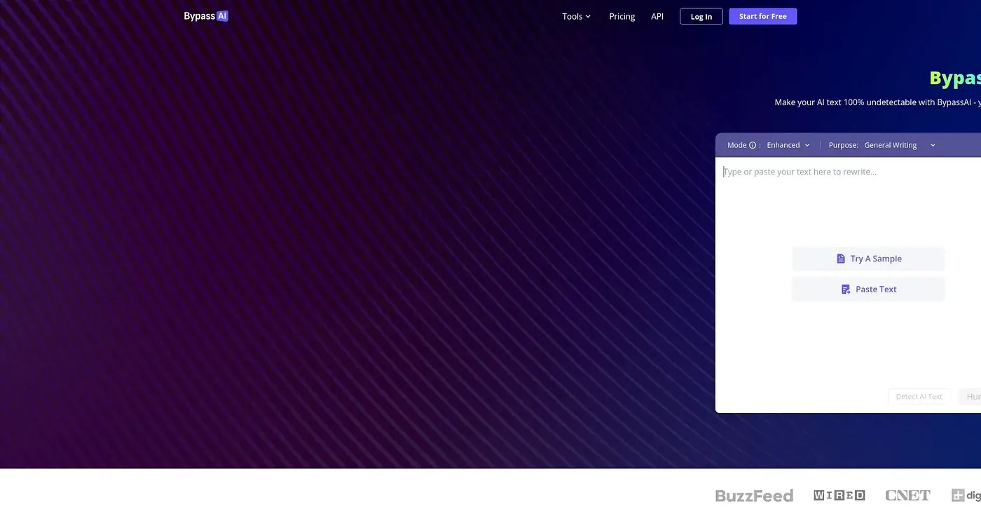 Screenshot of Bypass AI