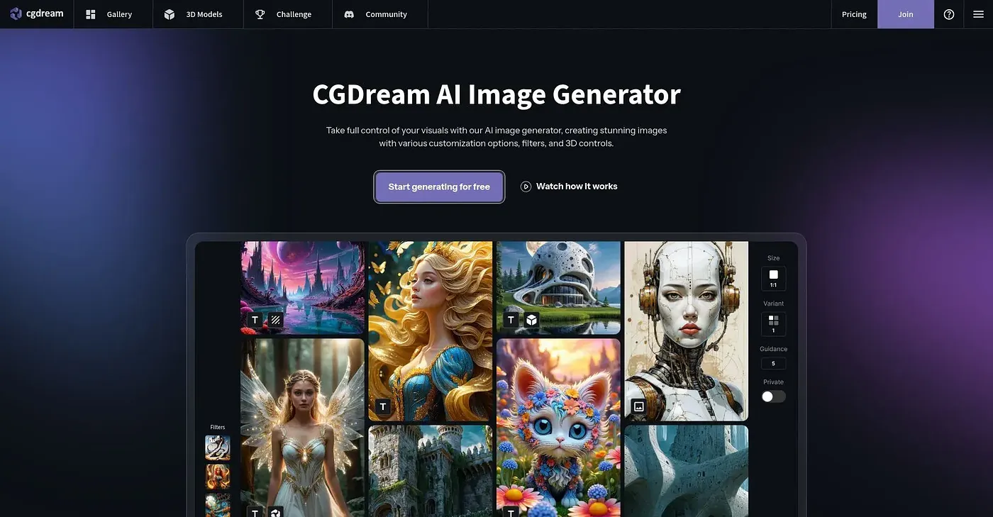 Screenshot of CG Dream AI