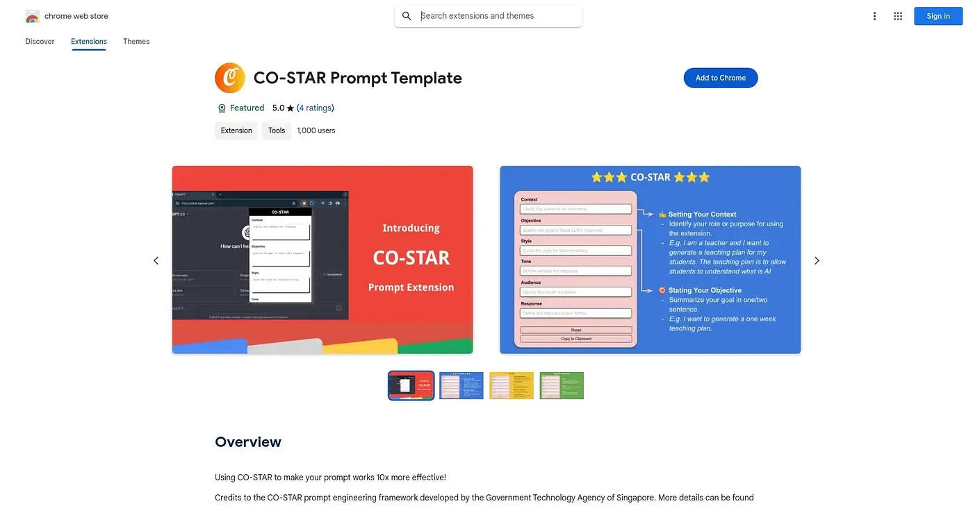 Screenshot of CO-STAR Extension