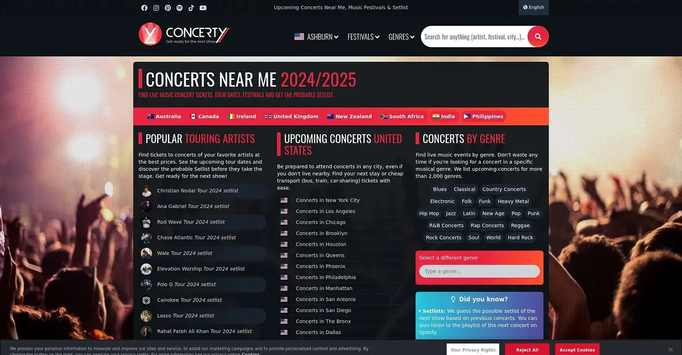 Screenshot of CONCERTY