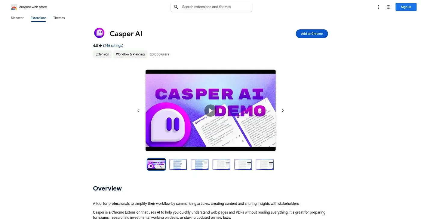 Screenshot of Casper AI Chrome Extension