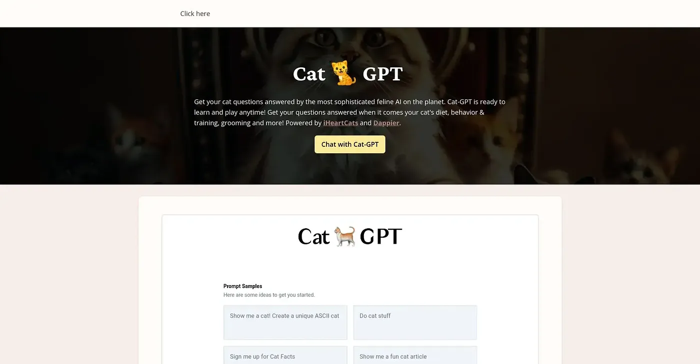 Screenshot of CatGPT