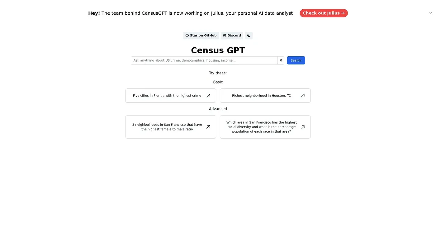 Screenshot of Census GPT