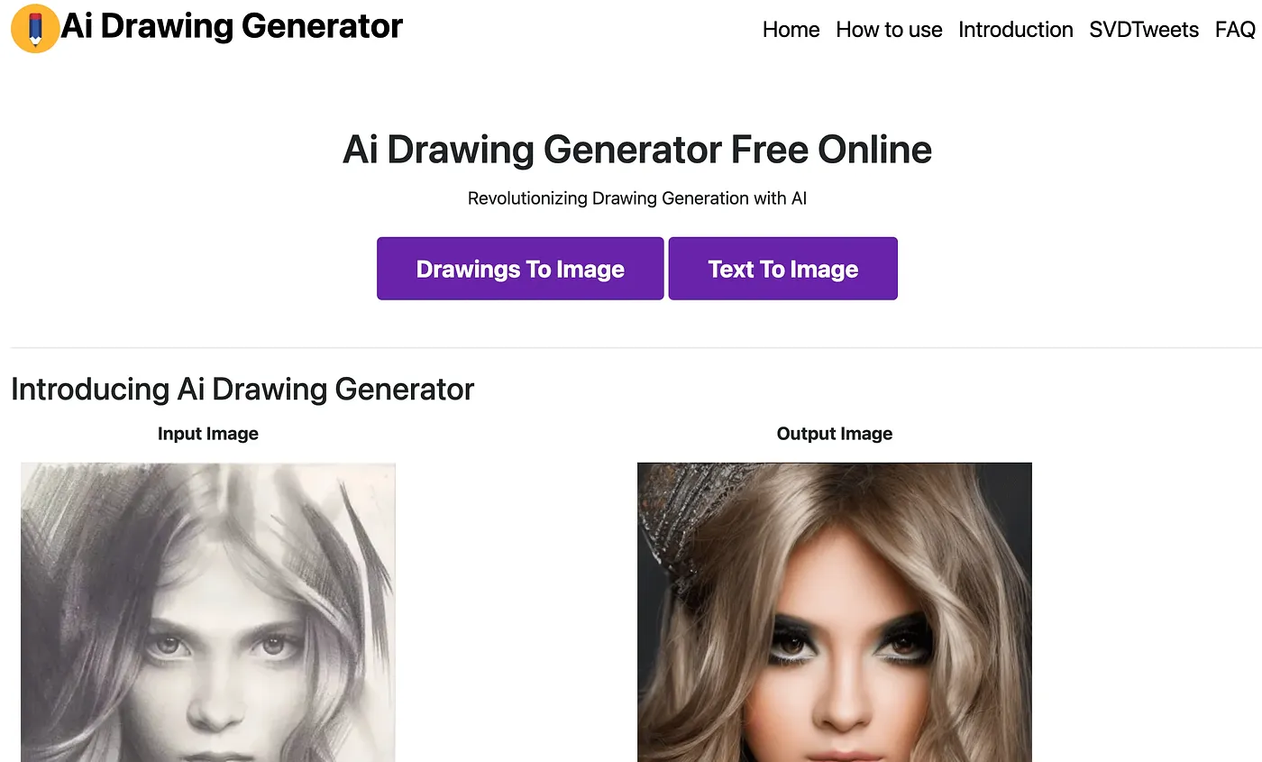 Screenshot of AI Drawing Generator