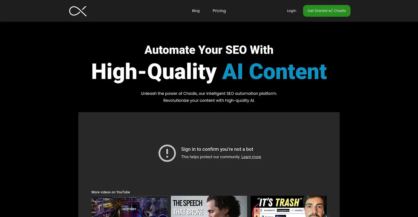 Screenshot of Chadix AI