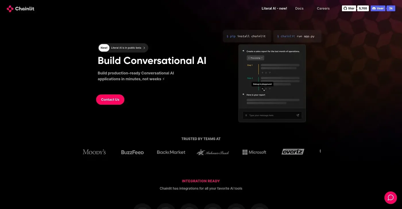 Screenshot of Chainlit