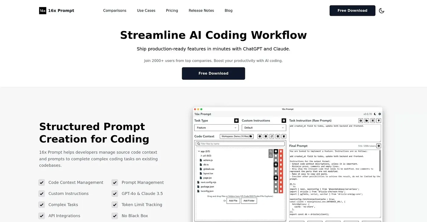 Screenshot of 16x Prompt