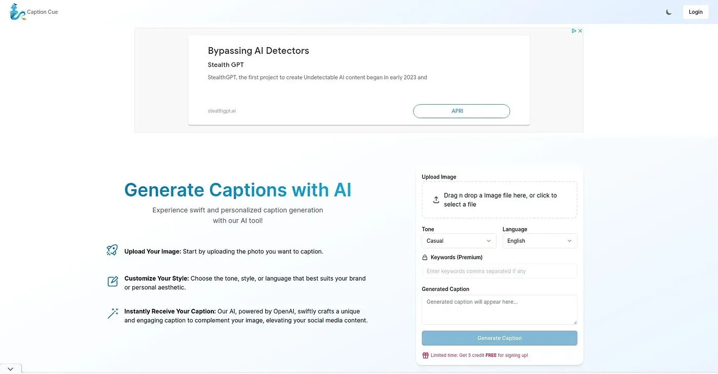 Screenshot of CaptionCue