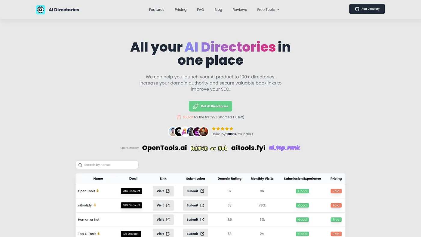 Screenshot of AI Directories