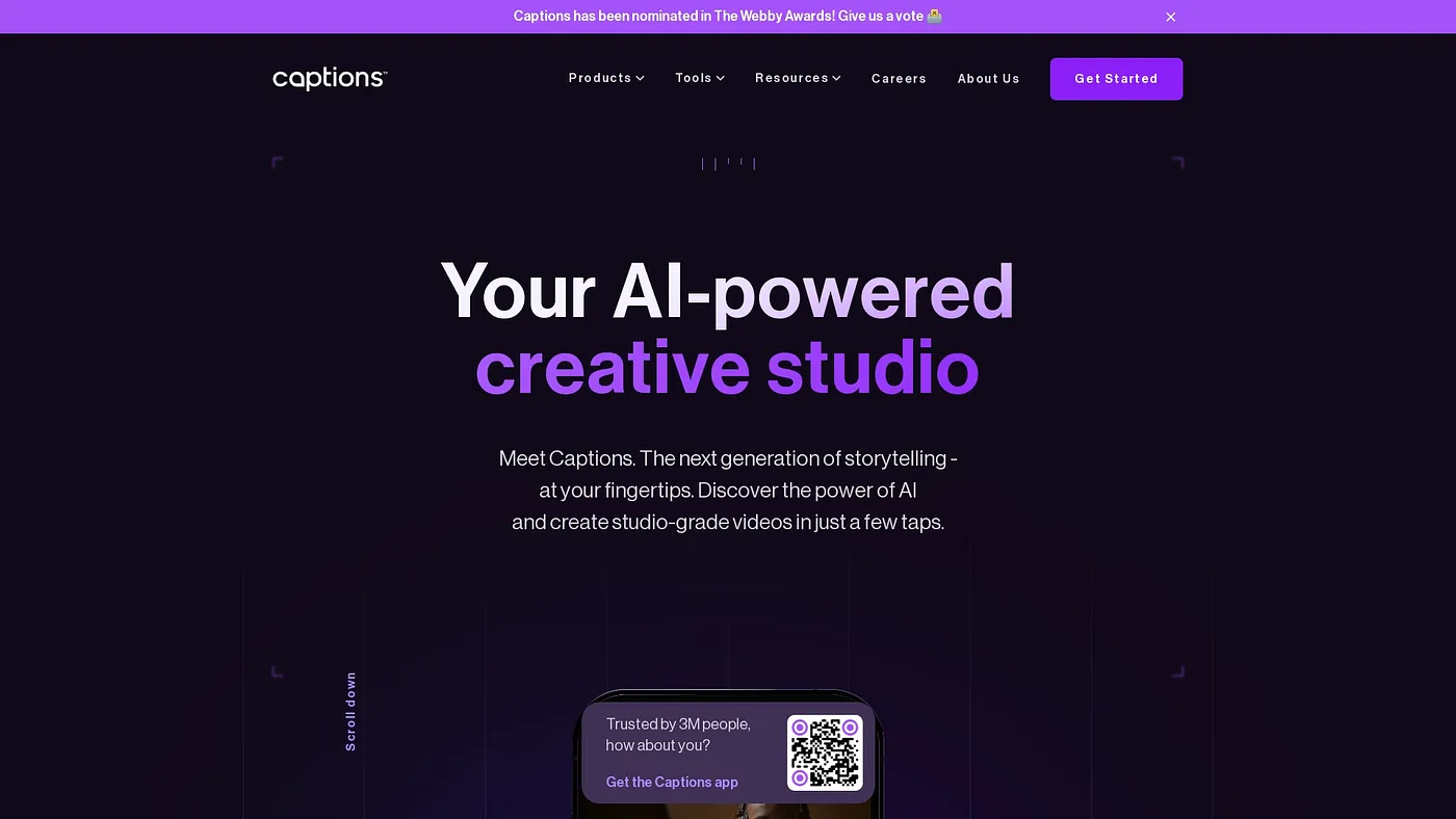Screenshot of Captions.ai