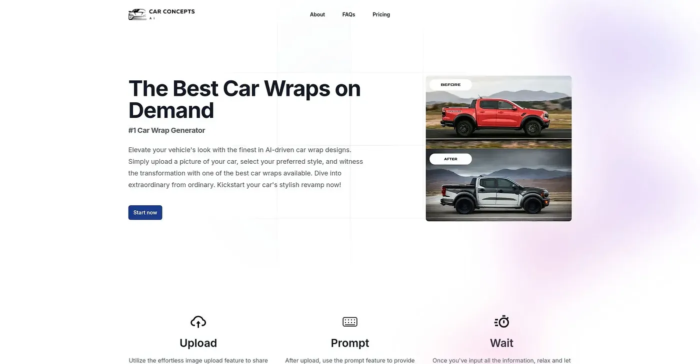 Screenshot of Car Concepts AI