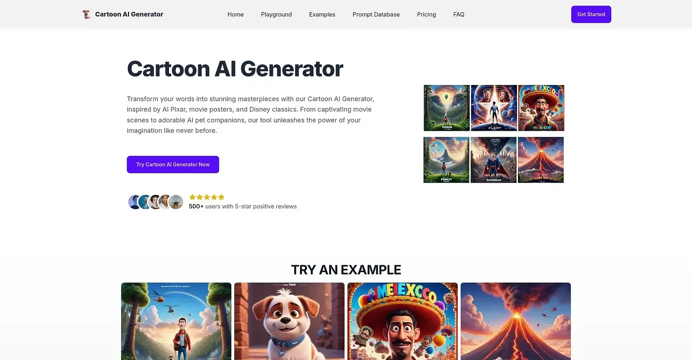 Screenshot of Cartoon AI Generator