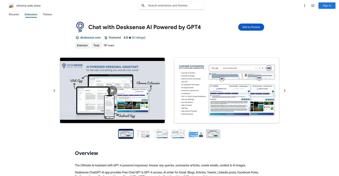 Screenshot of Chat with DeskSense AI - Chrome Extension