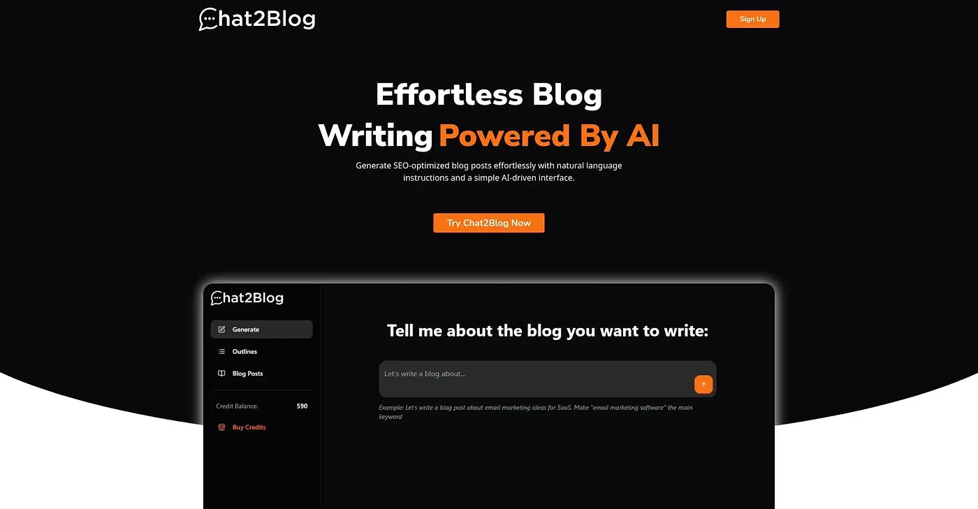 Screenshot of Chat2Blog