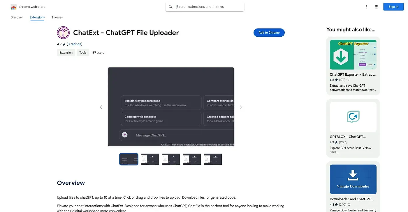 Screenshot of ChatExt - Chrome Extension