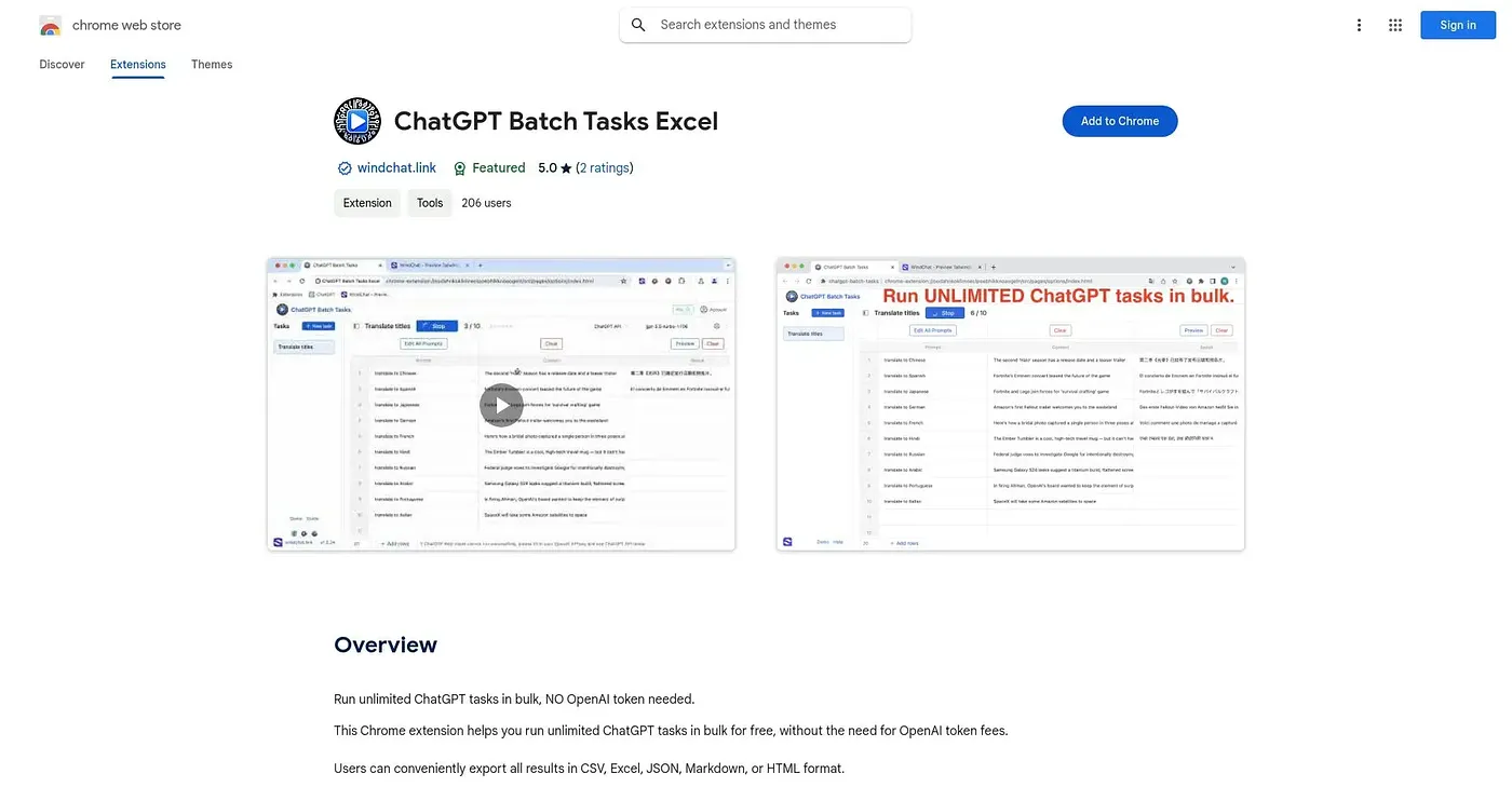 Screenshot of ChatGPT Batch Tasks Sprea