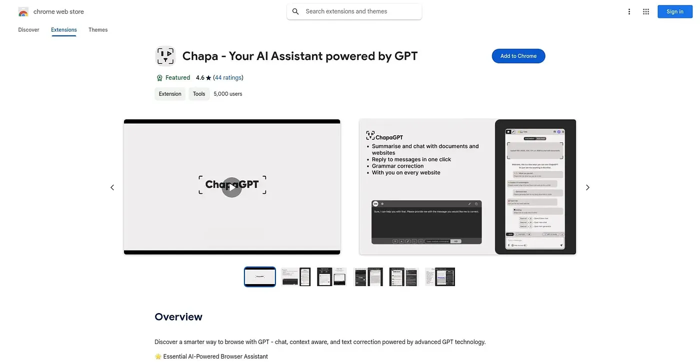 Screenshot of Chapa Your AI Assistant - Chrome Extension
