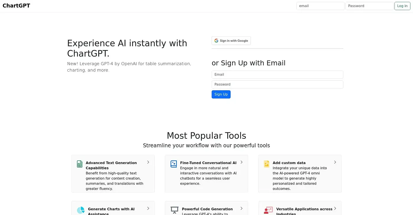 Screenshot of ChartGPT
