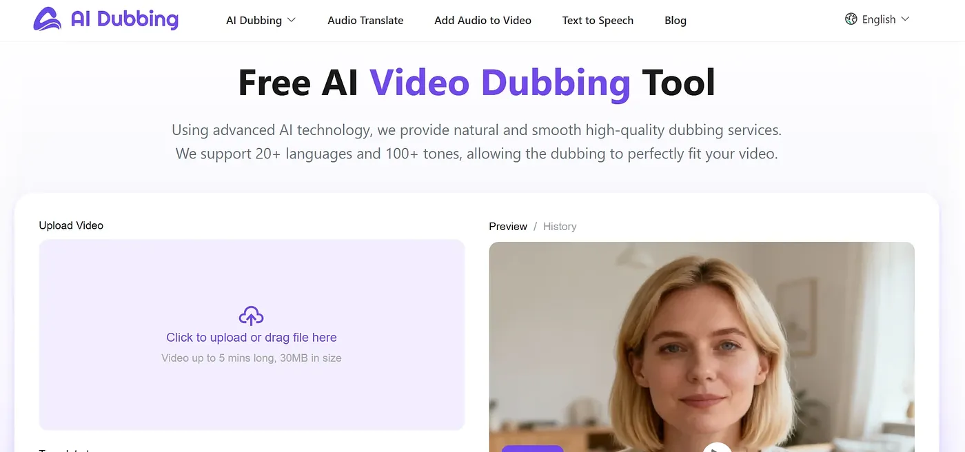 Screenshot of AI Dubbing
