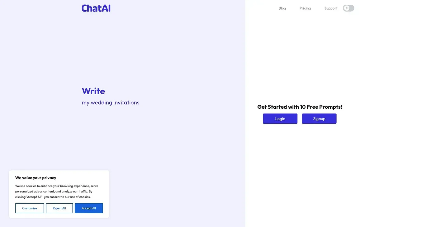 Screenshot of Chat AI