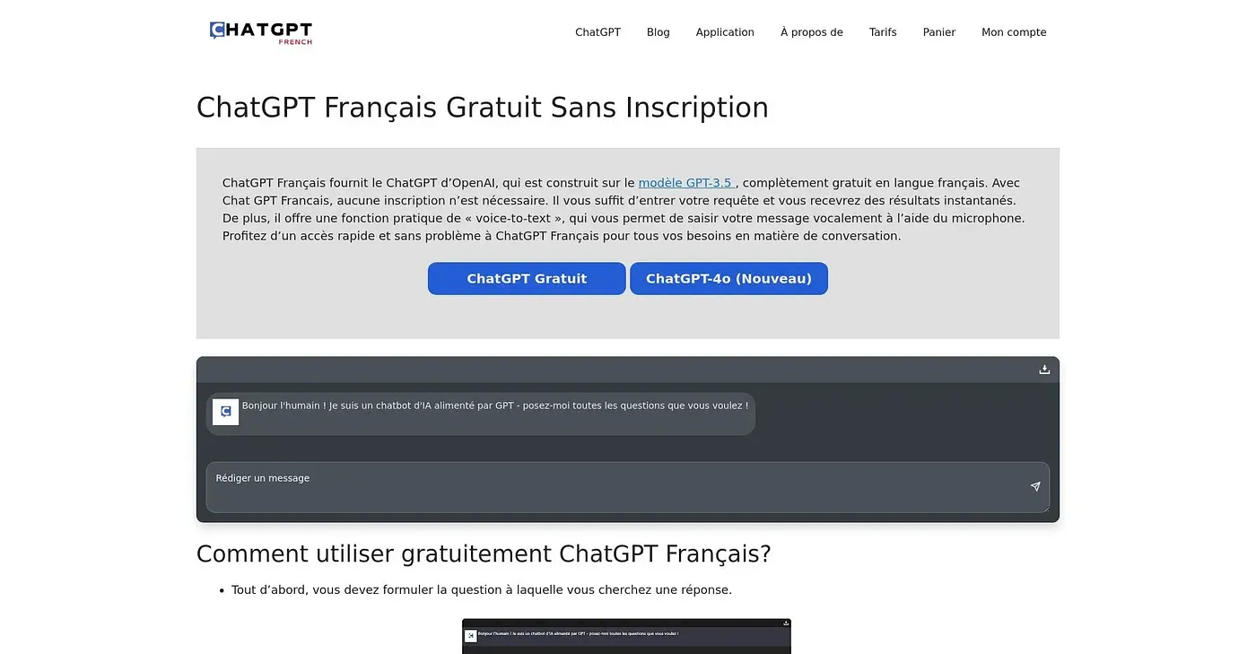 Screenshot of Chat GPT French